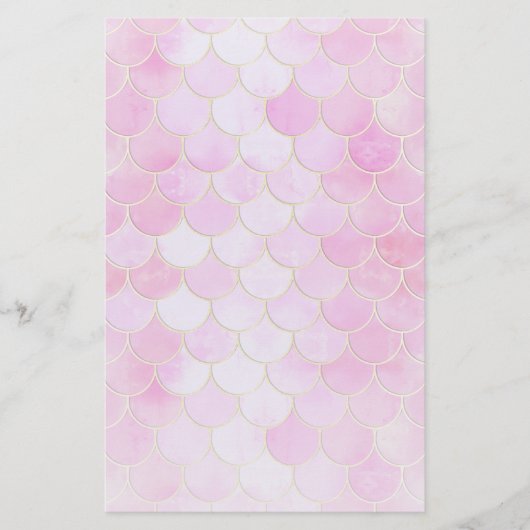 Pink Pastel & Gold Shimmer Mermaid Scanner Muster Briefpapier (Vorderseite)