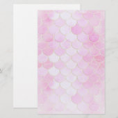 Pink Pastel & Gold Shimmer Mermaid Scanner Muster Briefpapier (Vorne/Hinten)