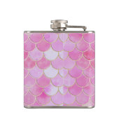 Pink Pastel & Gold Shimmer Mermaid Scanner Muster Flachmann (Rückseite)