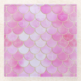 Pink Pastel & Gold Shimmer Mermaid Scanner Muster Glasuntersetzer