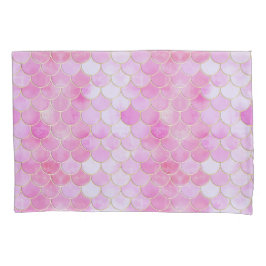 Pink Pastel & Gold Shimmer Mermaid Scanner Muster Kissenbezug