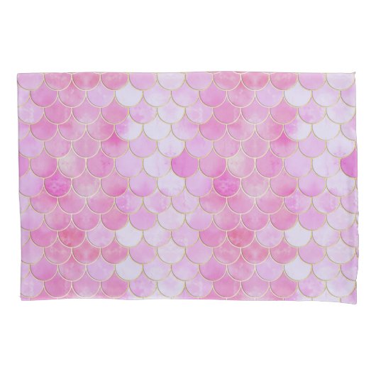 Pink Pastel & Gold Shimmer Mermaid Scanner Muster Kissenbezug (Vorderseite)