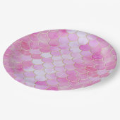 Pink Pastel & Gold Shimmer Mermaid Scanner Muster Pappteller (Schrägansicht)