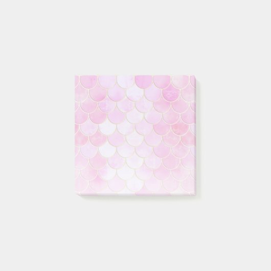 Pink Pastel & Gold Shimmer Mermaid Scanner Muster Post-it Klebezettel (Vorderseite)