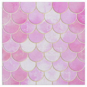 Pink Pastel & Gold Shimmer Mermaid Scanner Muster Stoff