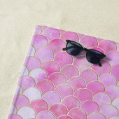 Pink Pastel & Gold Shimmer Mermaid Scanner Muster Strandtuch (Beispiel)