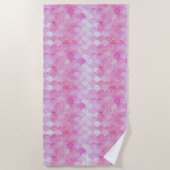 Pink Pastel & Gold Shimmer Mermaid Scanner Muster Strandtuch (Vorderseite)