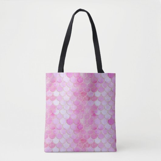 Pink Pastel & Gold Shimmer Mermaid Scanner Muster Tasche (Vorderseite)