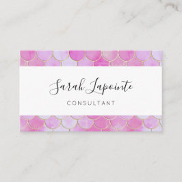 Pink Pastel & Gold Shimmer Mermaid Scanner Muster Visitenkarte
