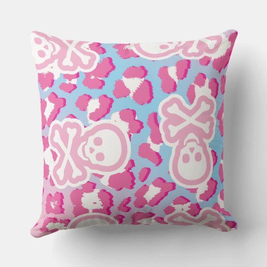 Pink Pastel Goth Pirate Piratenflagge Leopard Prin Kissen (Rückseite)