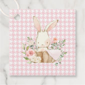 Pink Pastel Hahnentrittmuster Bunny Rabbit Geschenkanhänger (Vorderseite)