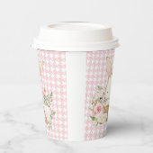 Pink Pastel Hahnentrittmuster Bunny Rabbit Pappbecher (Links)