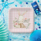 Pink Pastel Hahnentrittmuster Bunny Rabbit Pappteller (Party)