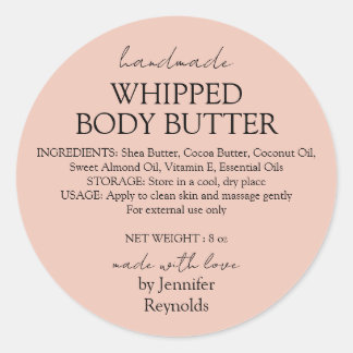 Pink Pastel Handmade Body Butter Organic Classic Runder Aufkleber