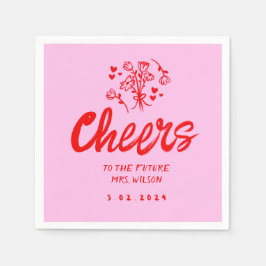 Pink Pastel Handwriting Retro Bridal ShowerNapkins Serviette