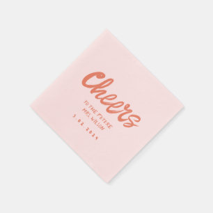 Pink Pastel Handwriting Retro Bridal ShowerNapkins Serviette