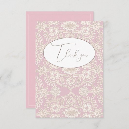 Pink Pastel Imitate Schnürsenkel Danke Karte (Vorne/Hinten)