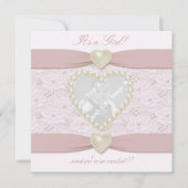 Pink Pastel Lace Pearl Baby Foto Ankündigung (Vorderseite)