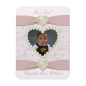Pink Pastel Lace Pearl Baby Foto Magnet (Vertikal)