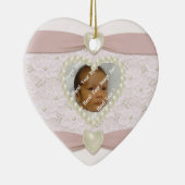 Pink Pastel Lace Pearl Baby Foto Ornament (Rechts)