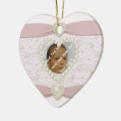 Pink Pastel Lace Pearl Baby Foto Ornament (Links)
