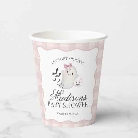 Pink Pastel Little Boo Ghost Baby Shower Coffee Pappbecher (Vorderseite)