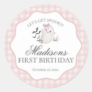 Pink Pastel Little Boo Ghost Geburtstagsparty Sieg Runder Aufkleber