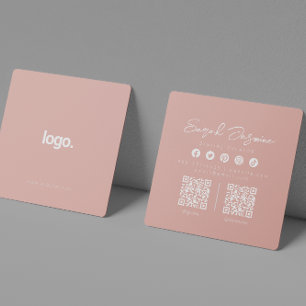 Pink Pastel Minimalistisch Modernes Influencer-Sca Quadratische Visitenkarte