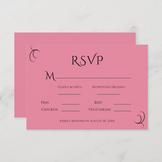Pink Pastel Moderne Hochzeit RSVP Karte (Vorne/Hinten)