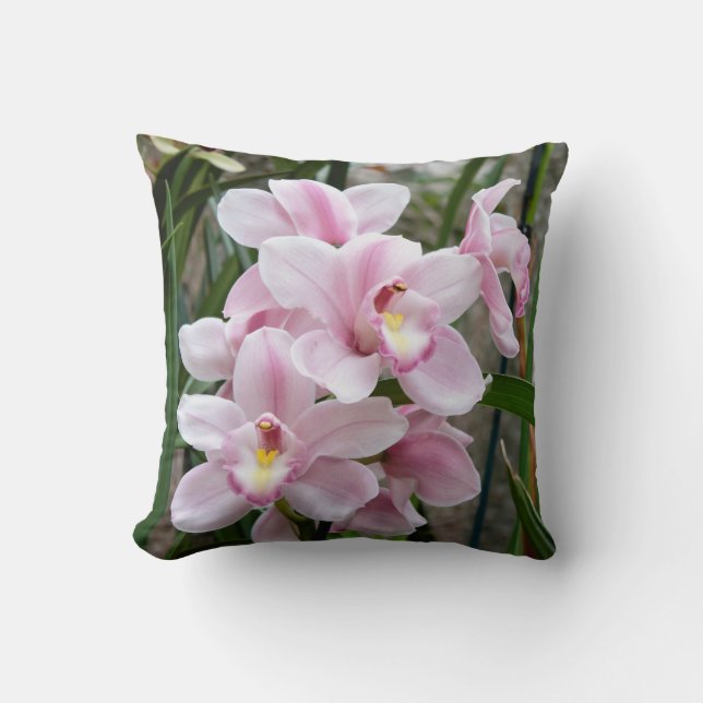 Pink Pastel Orchids Kissen (Vorderseite)
