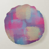 Pink Pastel Patchwork Erstmaliges Rundkissen Rundes Kissen (Rückseite)