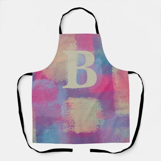 Pink Pastel Patchwork Initial Schürze (Vorderseite)