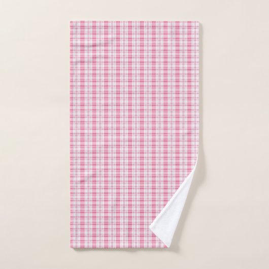 Pink Pastel Plaid Bath Towel Set (Handtuch)