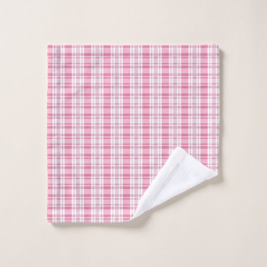 Pink Pastel Plaid Bath Towel Set (Waschlappen)