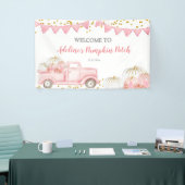Pink Pastel Pumpkin Truck Geburtstagsbanner Banner (Messeveranstaltung)