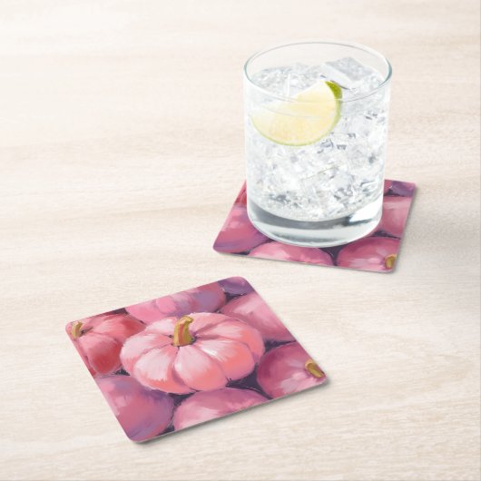 Pink Pastel Pumpkins Halloween Rechteckiger Pappuntersetzer (Vor Ort)