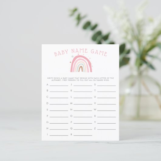 Pink Pastel Rainbow Baby Name Duschspiel (Stehend Vorderseite)