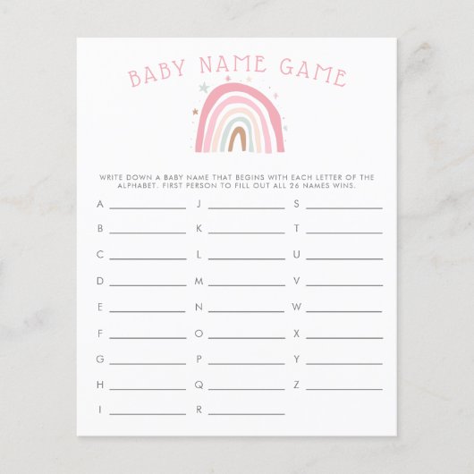 Pink Pastel Rainbow Baby Name Duschspiel (Vorderseite)