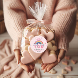 Pink Pastel Rainbow Birthday Thank You Runder Aufkleber