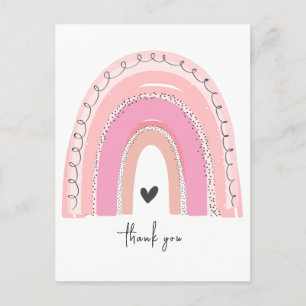 Pink Pastel Rainbow Danke, Postcard Postkarte
