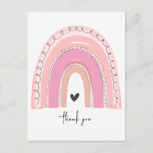 Pink Pastel Rainbow Danke, Postcard Postkarte (Vorderseite)