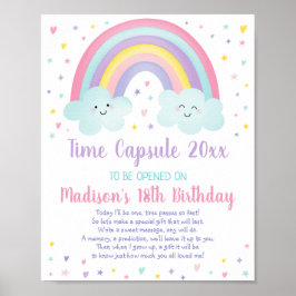 Pink Pastel Rainbow Erster Geburtstag Kapsel Poster