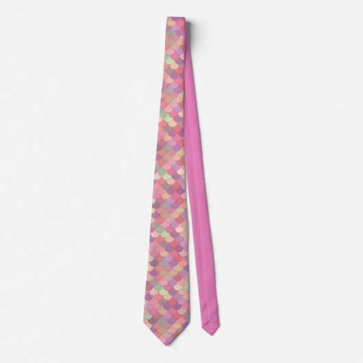 Pink Pastel Rainbow Mermaid Merman Scales Krawatte (Vorderseite)