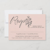 Pink Pastel Reply Boho Minimalistisch Botanicals RSVP Karte (Vorderseite)