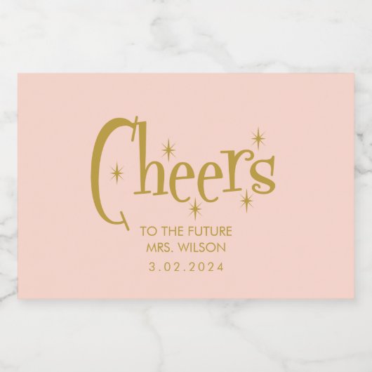 Pink Pastel Retro Brautparty Schaumweinetikett (Einzelnes Label)