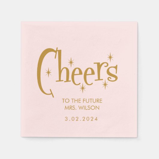 Pink Pastel Retro Brautparty Serviette (Vorderseite)