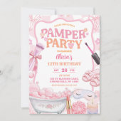Pink Pastel Retro Spa Pamper Party Birthday Einladung (Vorderseite)