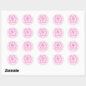 Pink pastel retro wedding border frame name date runder aufkleber (Blatt)