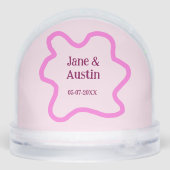 Pink pastel retro wedding border frame name date schneekugeln (Rückseite)