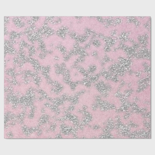 Pink Pastel Silver Grau Glitzer Funkelnd Abstrakt Geschenkpapier (Flach)
